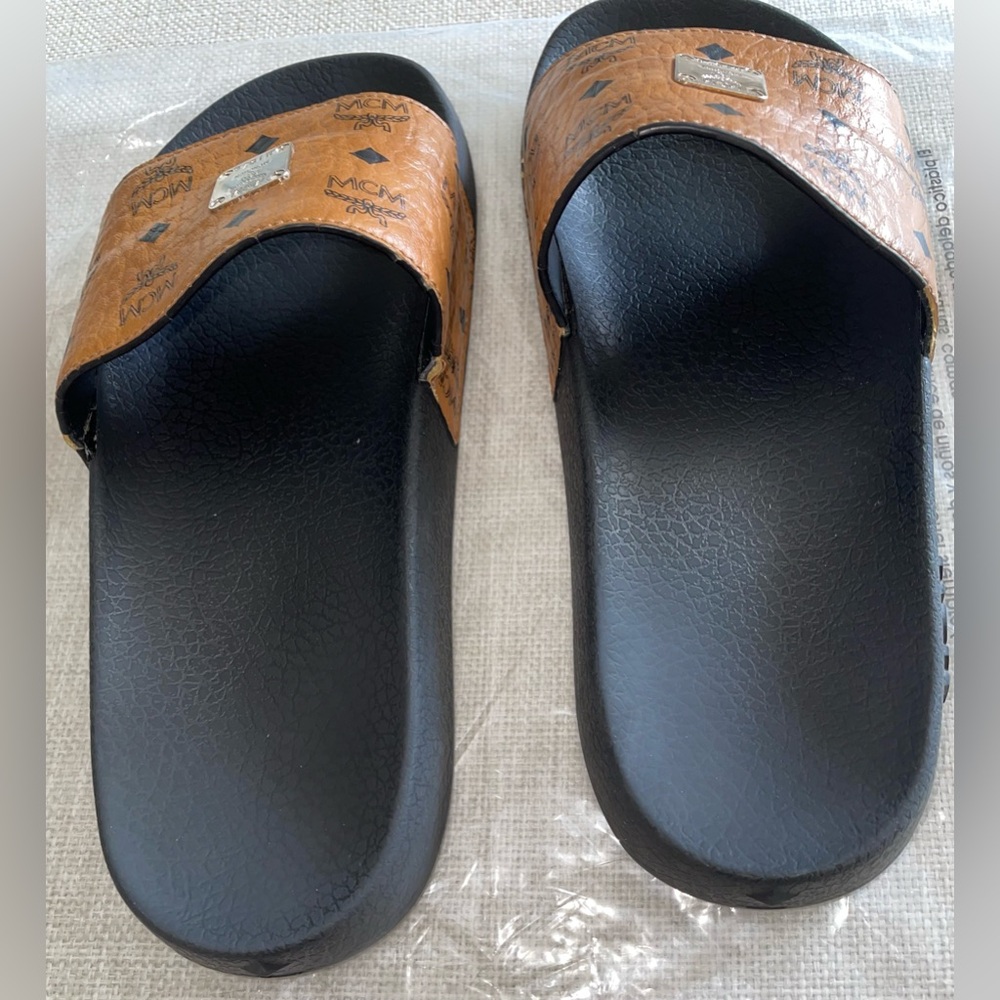 MCM Black and Brown Slide Sandals - Picture 9 of 16